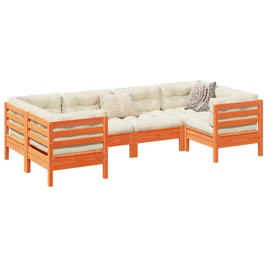 Set Mobilier De Grădină Cu Perne, 6 Piese, Lemn Masiv De Pin