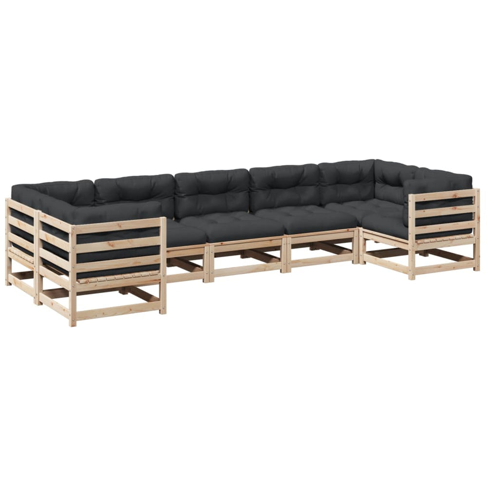 Set Canapele Grădină Cu Perne, 7 Piese, Lemn Masiv De Pin