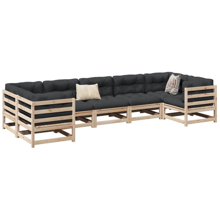 Set Canapele Grădină Cu Perne, 7 Piese, Lemn Masiv De Pin