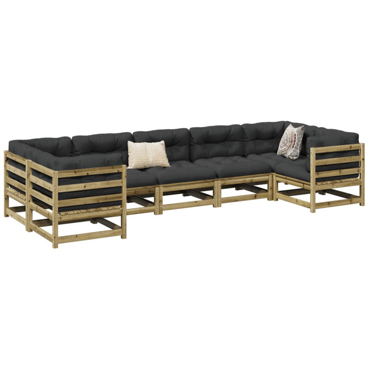 Set Canapele Grădină Cu Perne, 7 Piese, Lemn Masiv De Pin