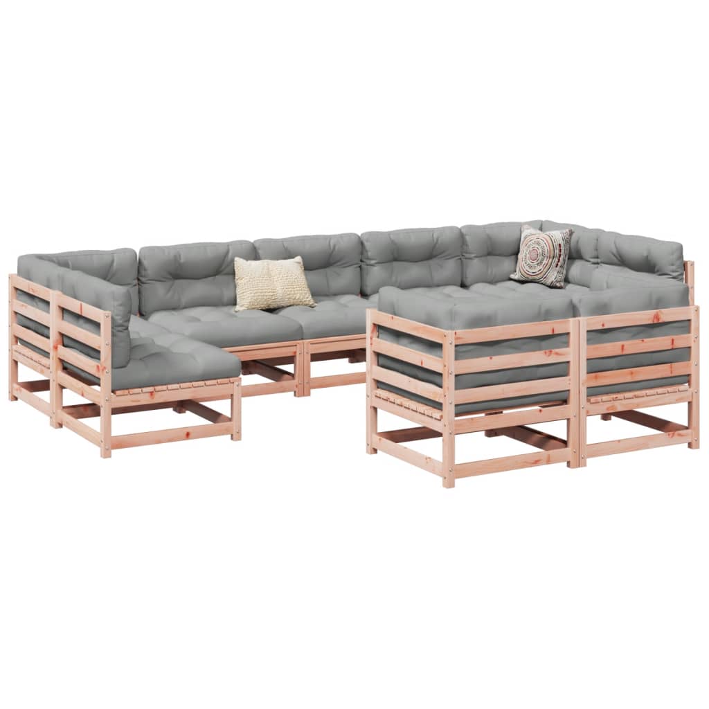 Set Mobilier De Grădină Cu Perne, 9 Piese, Lemn Masiv De Pin