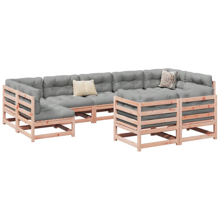 Set Mobilier De Grădină Cu Perne, 9 Piese, Lemn Masiv De Pin