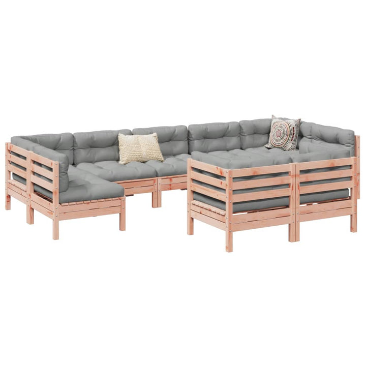 Set Mobilier De Grădină Cu Perne, 9 Piese, Lemn Masiv De Pin