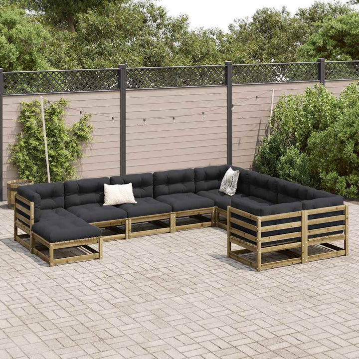 Set Canapea De Grădină, 10 Piese, Lemn De Pin Tratat