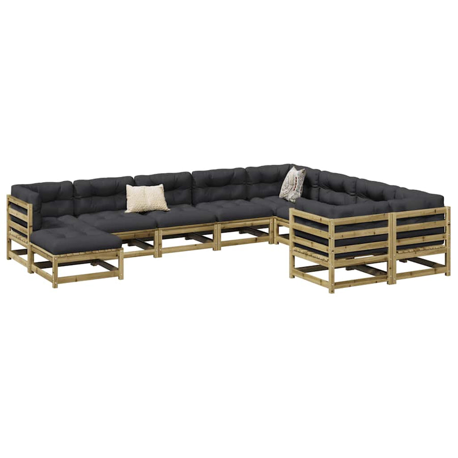 Set Canapea De Grădină, 10 Piese, Lemn De Pin Tratat