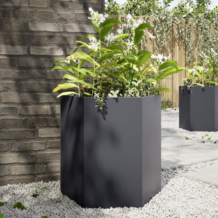 Jardinieră De Grădină Antracit Oțel Hexagonal