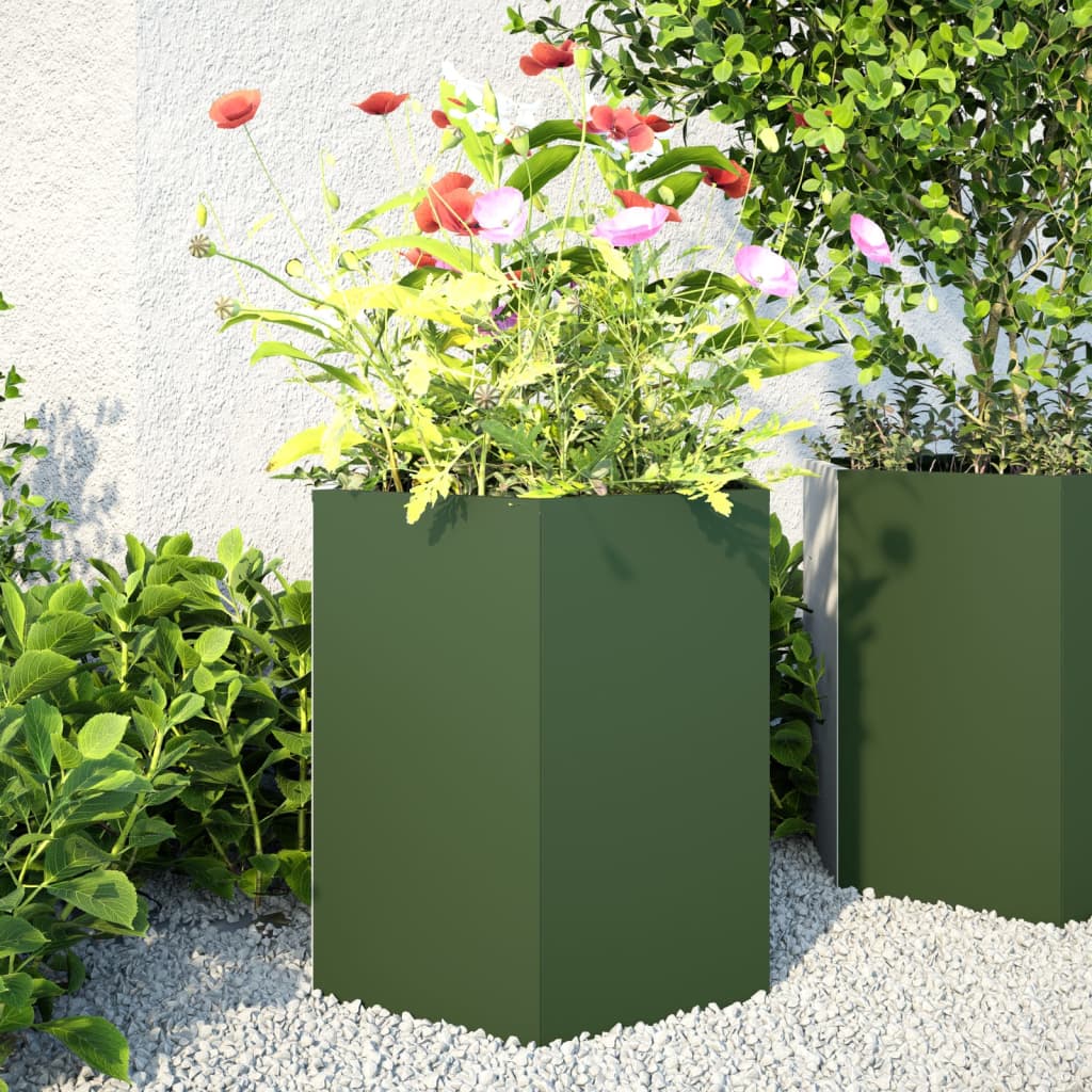 Jardinieră De Grădină Antracit Oțel Hexagonal