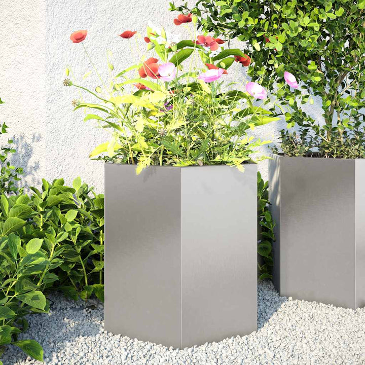 Jardinieră De Grădină Antracit Oțel Hexagonal