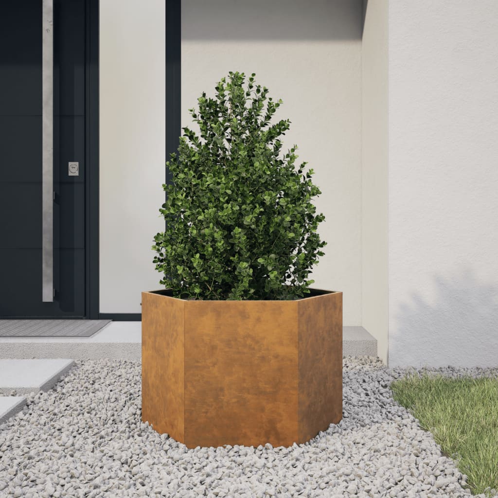 Jardinieră De Grădină Antracit Oțel Hexagonal
