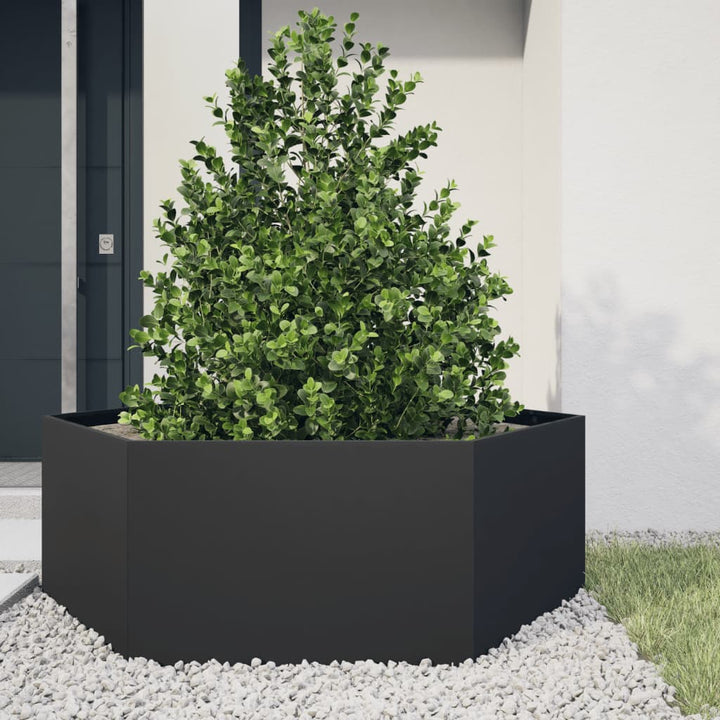 Jardinieră De Grădină Antracit Oțel Hexagonal