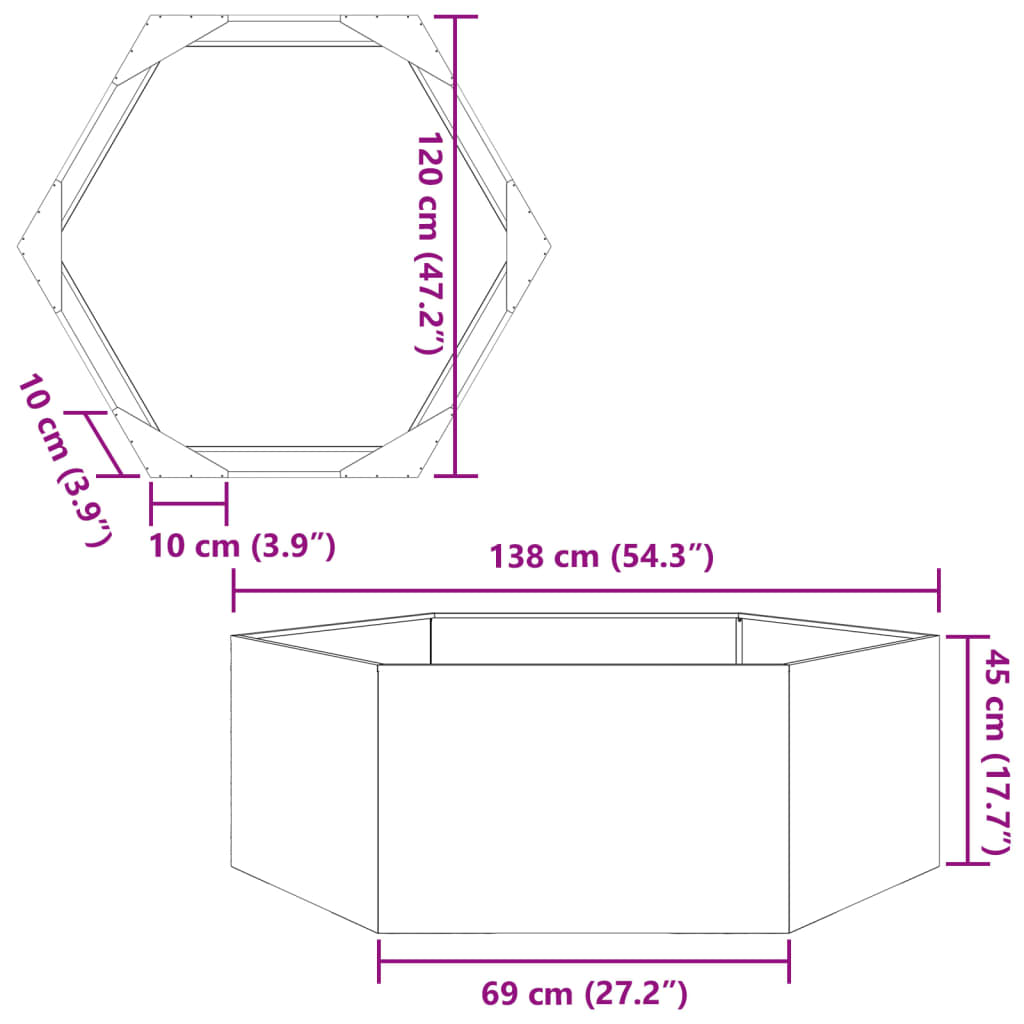 Jardinieră De Grădină Antracit Oțel Hexagonal