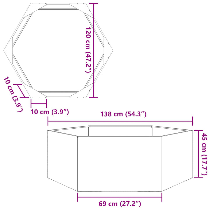 Jardinieră De Grădină Antracit Oțel Hexagonal