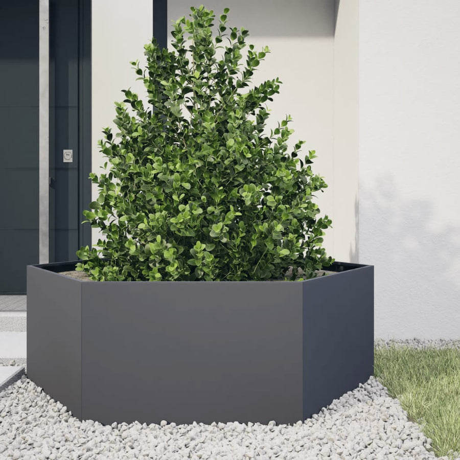 Jardinieră De Grădină Antracit Oțel Hexagonal