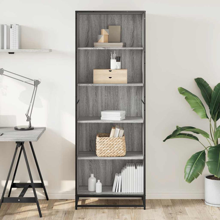 Bibliotecă, Gri Sonoma, 60X35X170,5 Cm, Lemn Prelucrat