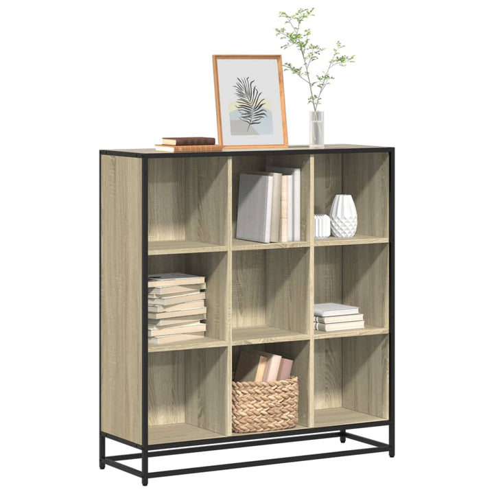 Bibliotecă, Gri Sonoma, 97,5X33X107,5 Cm, Lemn Prelucrat/Metal