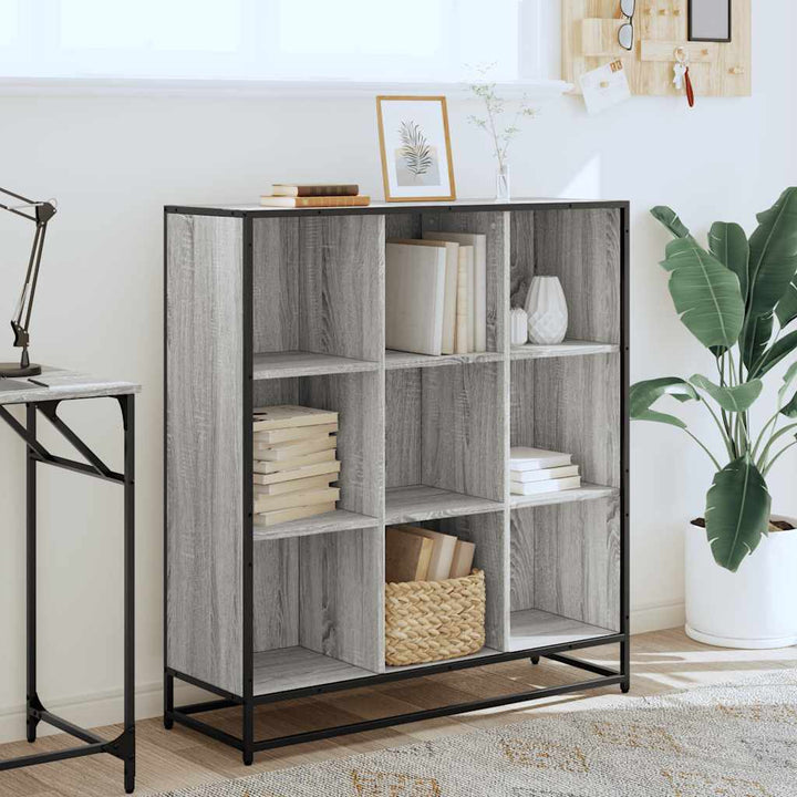 Bibliotecă, Gri Sonoma, 97,5X33X107,5 Cm, Lemn Prelucrat/Metal