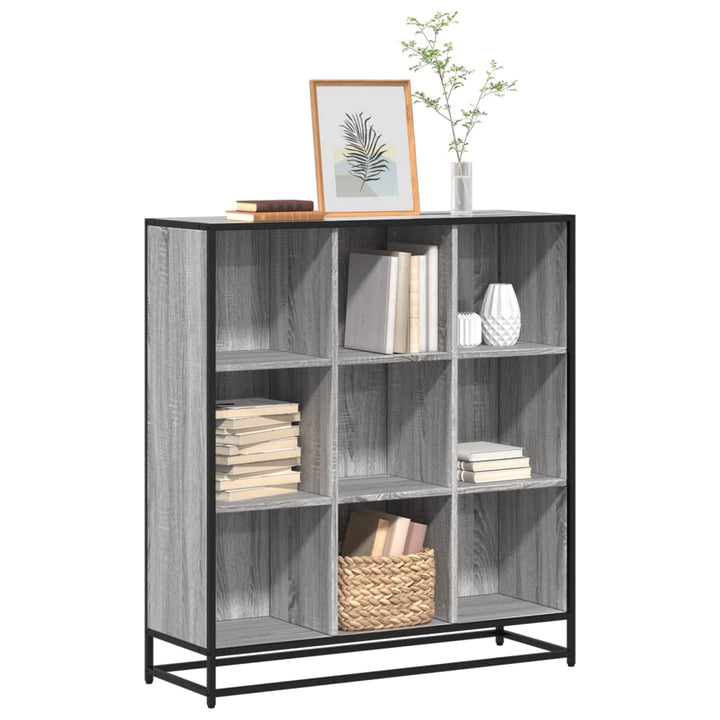 Bibliotecă, Gri Sonoma, 97,5X33X107,5 Cm, Lemn Prelucrat/Metal