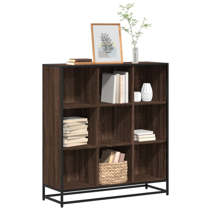 Bibliotecă, Gri Sonoma, 97,5X33X107,5 Cm, Lemn Prelucrat/Metal