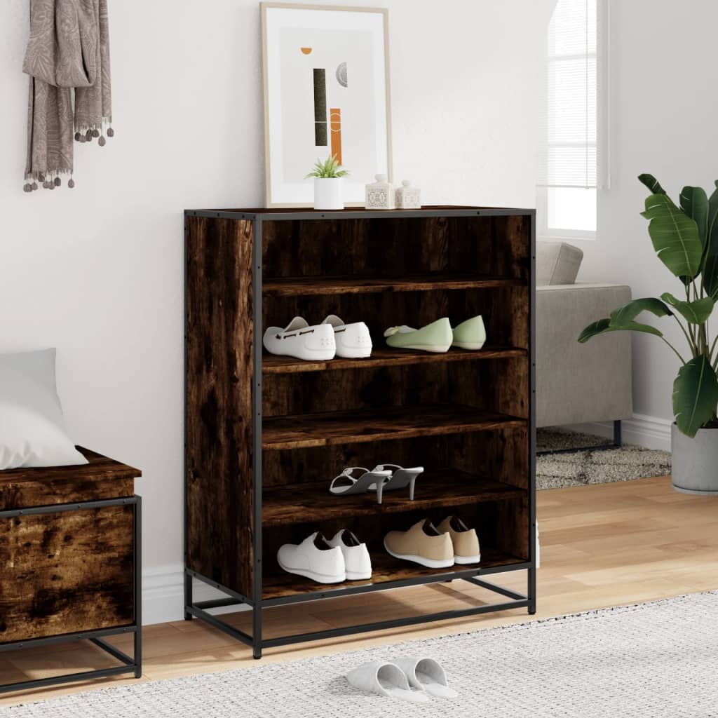 Pantofar, Stejar Fumuriu, 75X38X97,5 Cm, Lemn Prelucrat/Metal