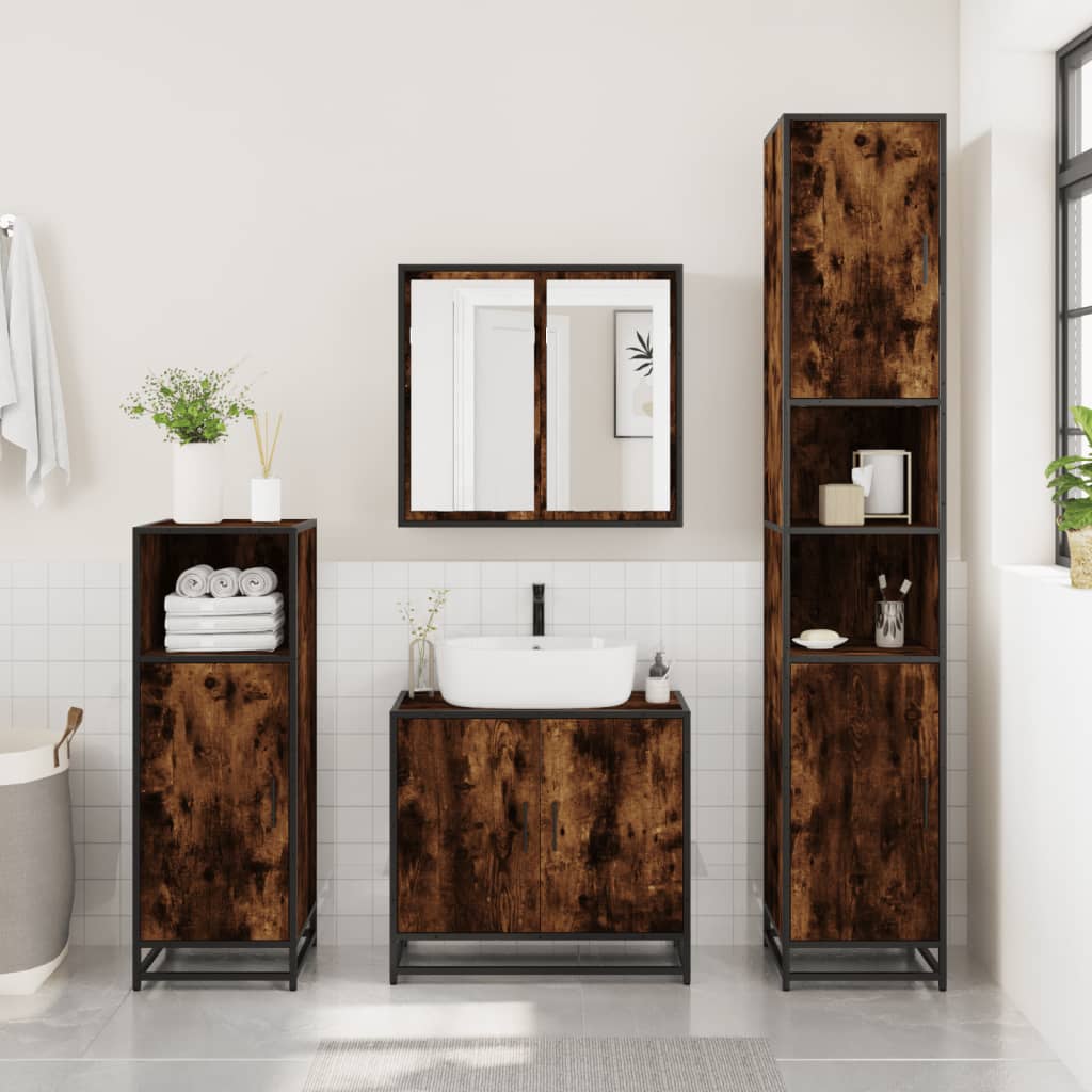 Dulap Baie Stejar Fumuriu 35X37,5X188,5 Cm Lemn Prelucrat/Metal
