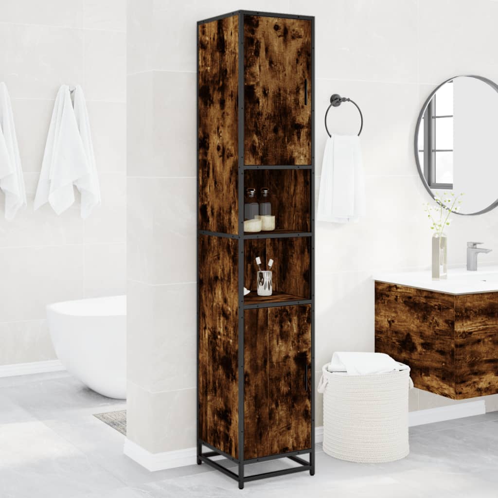Dulap Baie Stejar Fumuriu 35X37,5X188,5 Cm Lemn Prelucrat/Metal
