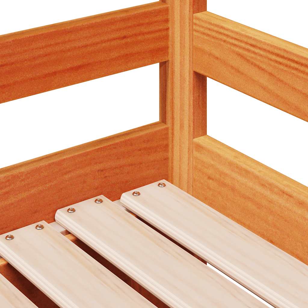 Pat Zi Cu Extensie/Sertare Maro Ceruit 90X200 Cm Lemn Masiv Pin