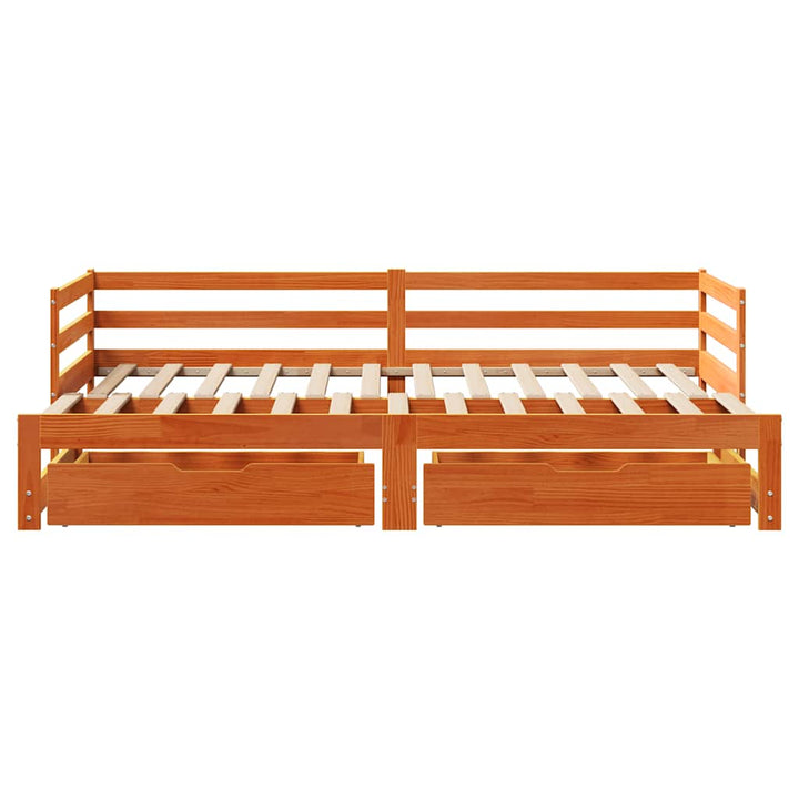Pat Zi Cu Extensie/Sertare Maro Ceruit 90X190 Cm Lemn Masiv Pin