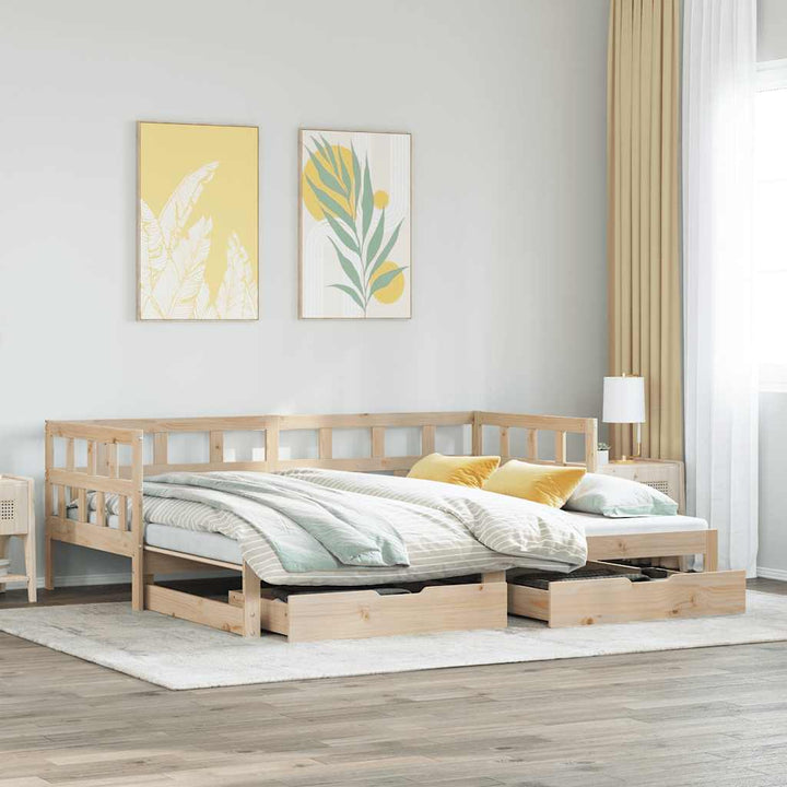 Pat De Zi Cu Extensie Și Sertare Fără Saltea, 90X190 Cm