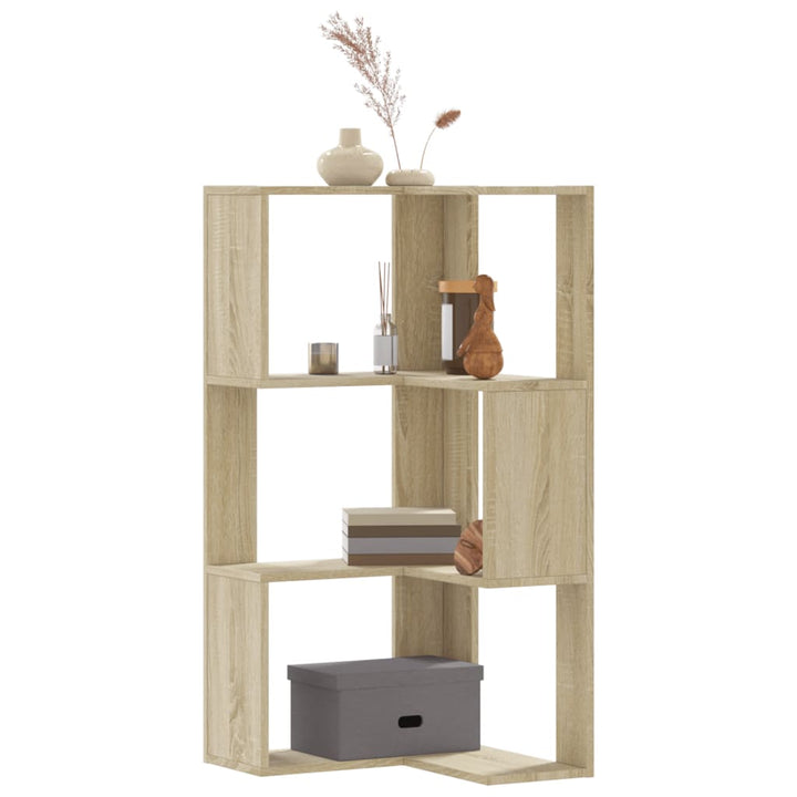 Bibliotecă 3 Niveluri Stejar Fumuriu 50X50X102Cm Lemn Prelucrat