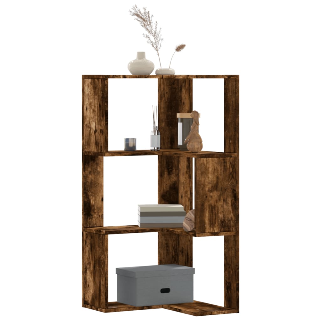 Bibliotecă 3 Niveluri Stejar Fumuriu 50X50X102Cm Lemn Prelucrat
