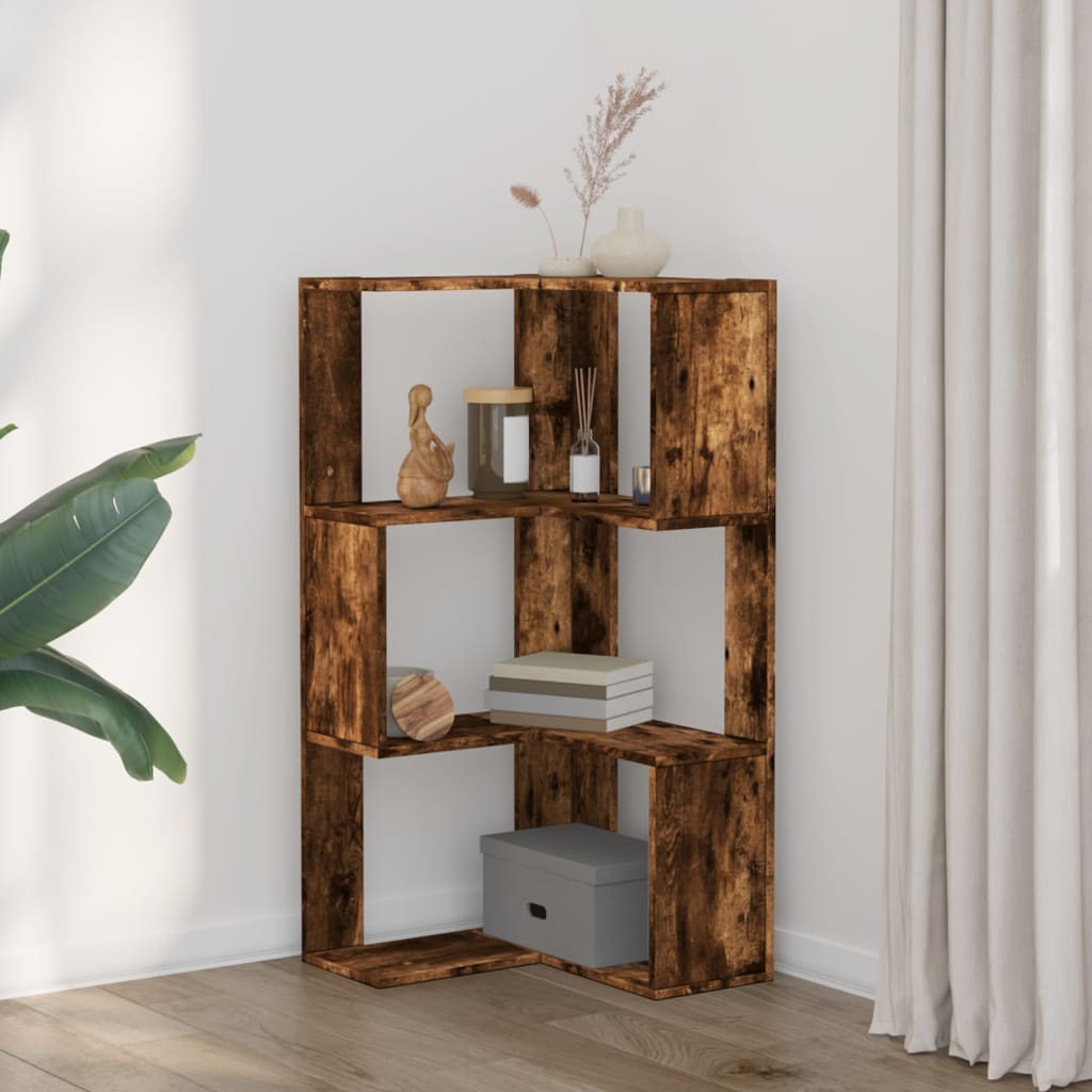 Bibliotecă 3 Niveluri Stejar Fumuriu 50X50X102Cm Lemn Prelucrat