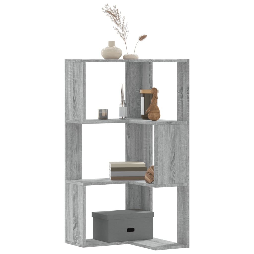 Bibliotecă 3 Niveluri Stejar Fumuriu 50X50X102Cm Lemn Prelucrat