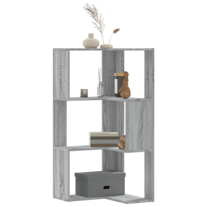 Bibliotecă 3 Niveluri Stejar Fumuriu 50X50X102Cm Lemn Prelucrat