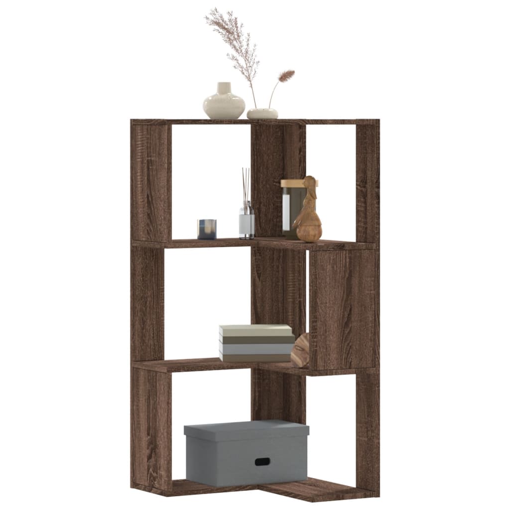 Bibliotecă 3 Niveluri Stejar Fumuriu 50X50X102Cm Lemn Prelucrat