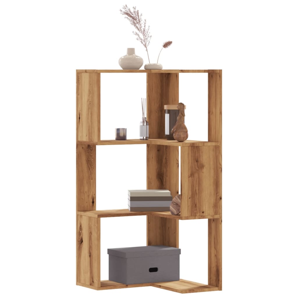 Bibliotecă 3 Niveluri Stejar Fumuriu 50X50X102Cm Lemn Prelucrat