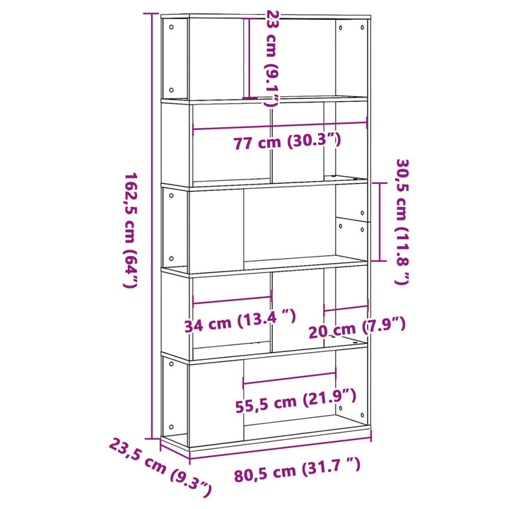 Bibliotecă Cu 5 Niveluri 80,5X23,5X162,5Cm Lemn Prelucrat