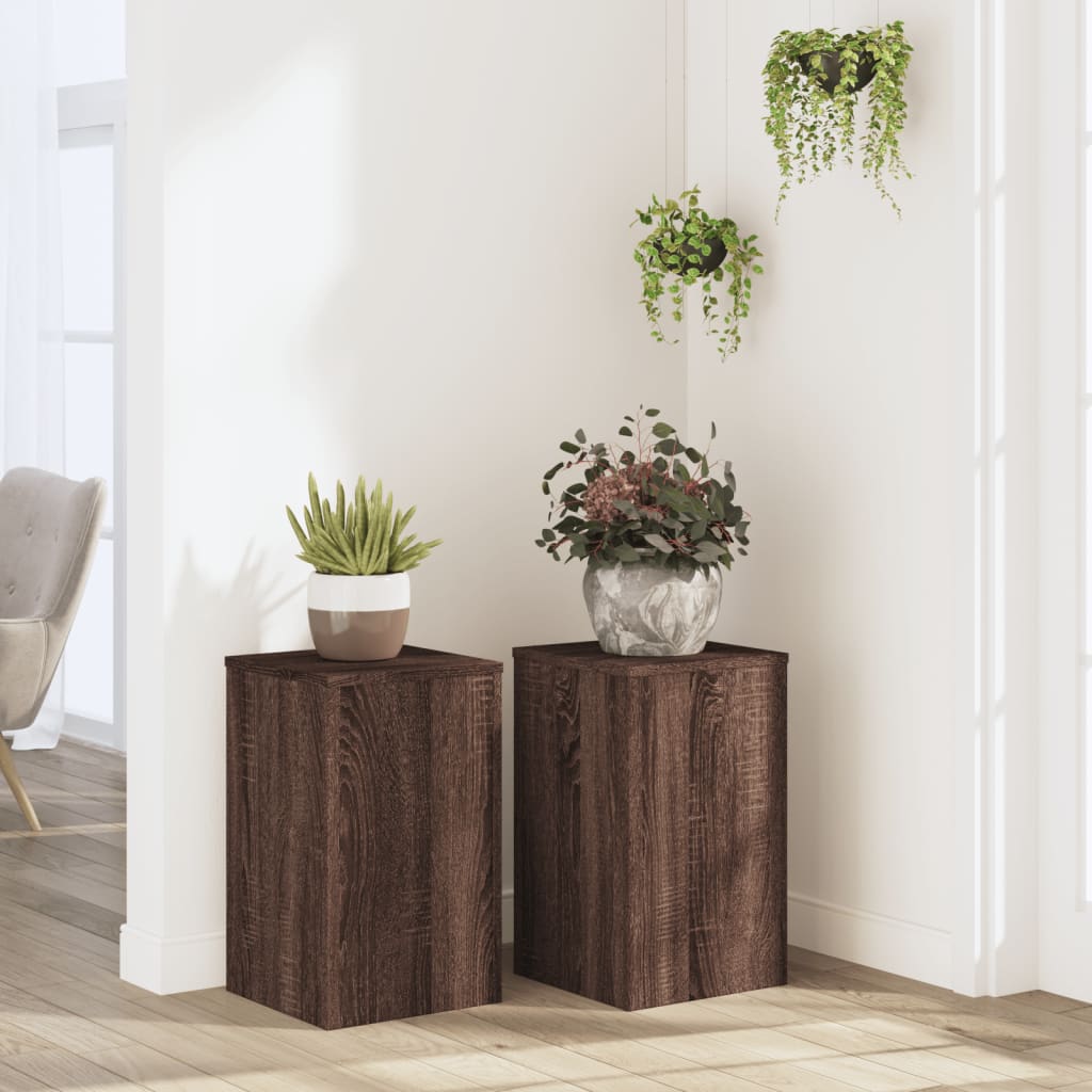 Suporturi De Plante 2 Buc. Gri Sonoma 10X10X18Cm Lemn Prelucrat