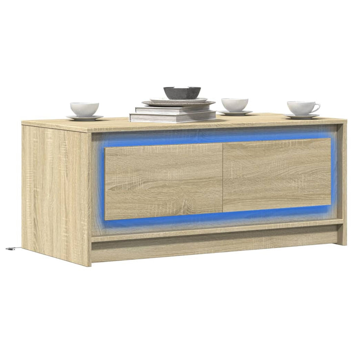 Măsuță De Cafea Cu Lumini Led, , Lemn Prelucrat
