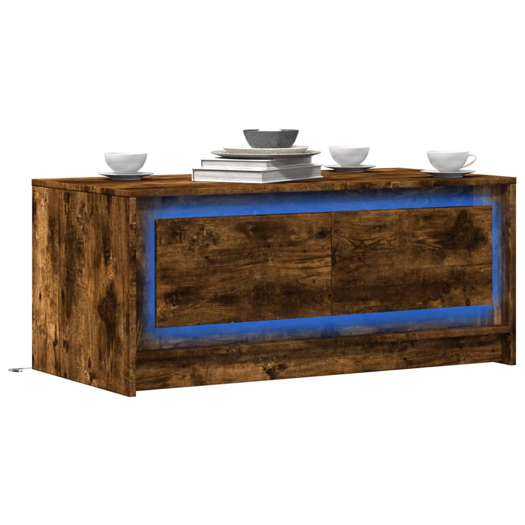 Măsuță De Cafea Cu Lumini Led, , Lemn Prelucrat