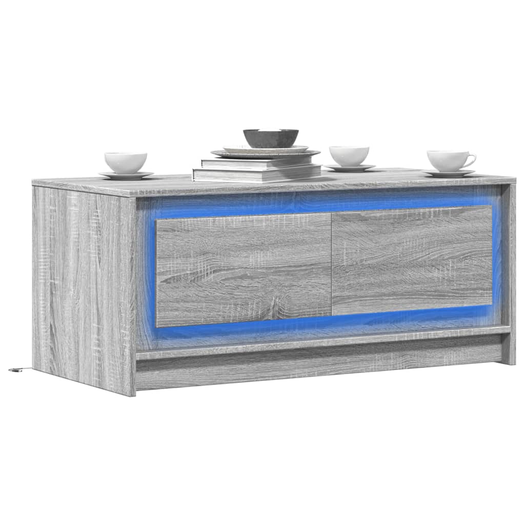 Măsuță De Cafea Cu Lumini Led, , Lemn Prelucrat