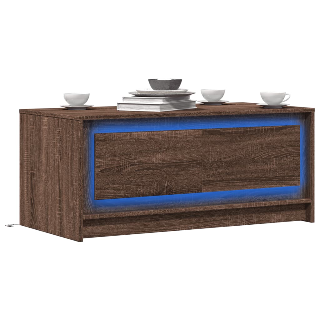 Măsuță De Cafea Cu Lumini Led, , Lemn Prelucrat