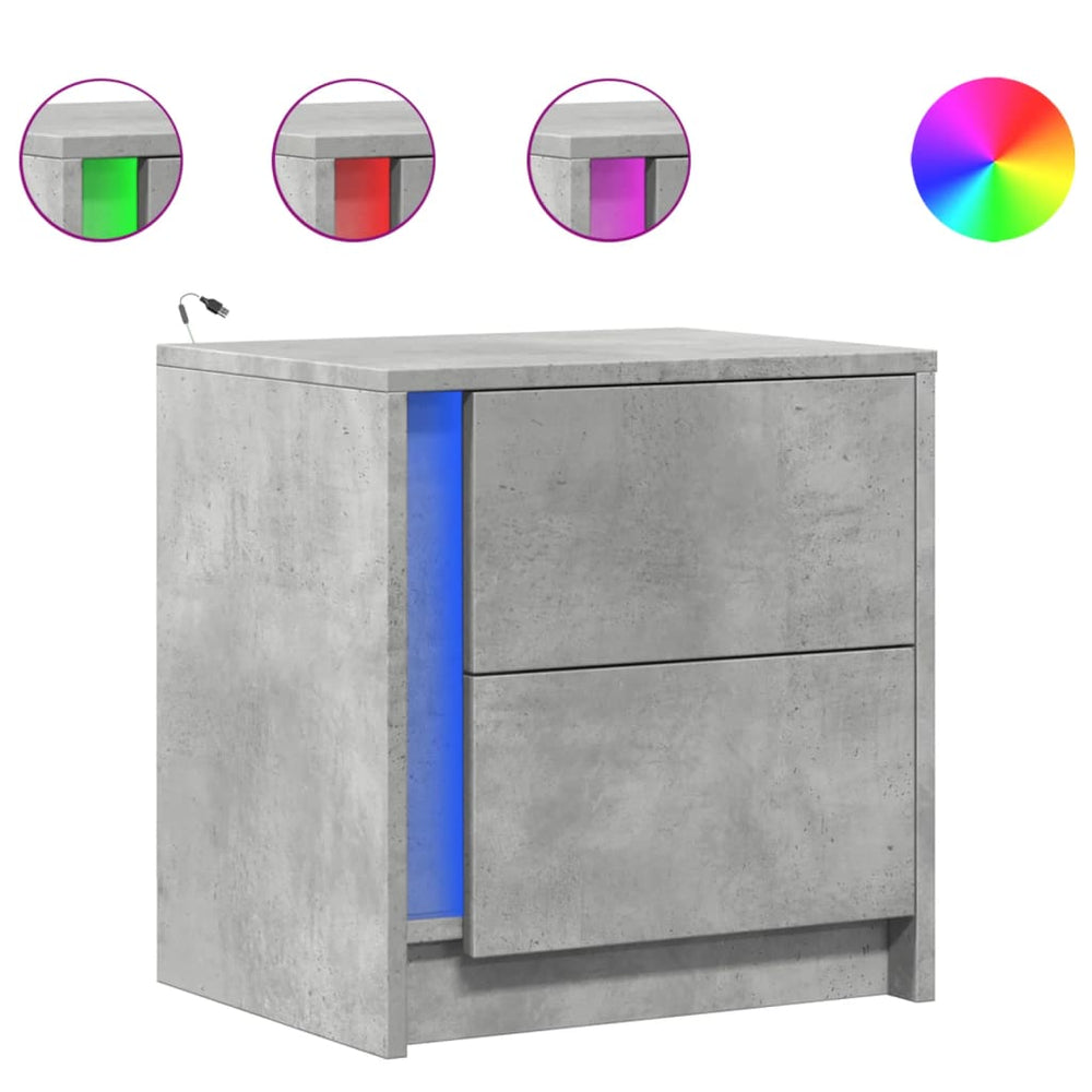 Noptiere Cu Lumini Led, 2 Buc., , Lemn Prelucrat