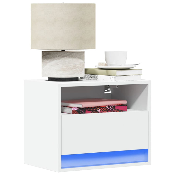 Noptiere Montate Pe Perete Cu Lumini Led, 2 Buc.,