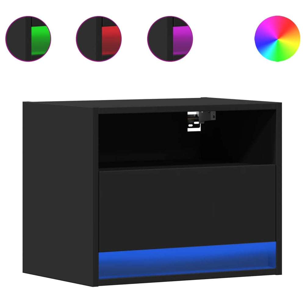 Noptiere Montate Pe Perete Cu Lumini Led, 2 Buc.,
