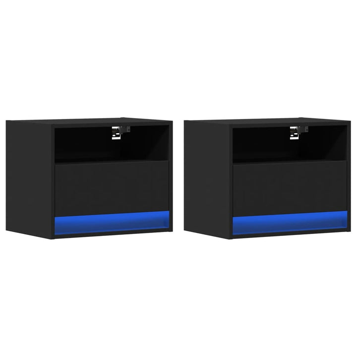 Noptiere Montate Pe Perete Cu Lumini Led, 2 Buc.,