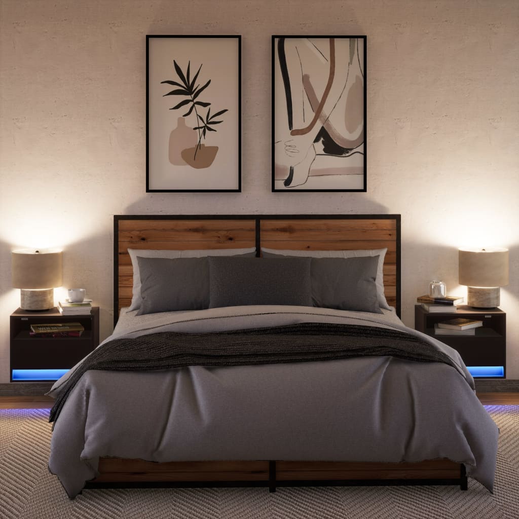 Noptiere Montate Pe Perete Cu Lumini Led, 2 Buc.,