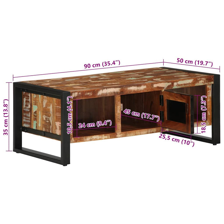 Masuta De Cafea Multicolora 90X50X36 Cm Lemn Masiv Recuperat