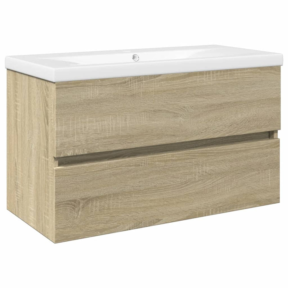 Set Mobilier De Baie, 2 Piese, Ceramică Și Lemn Prelucrat