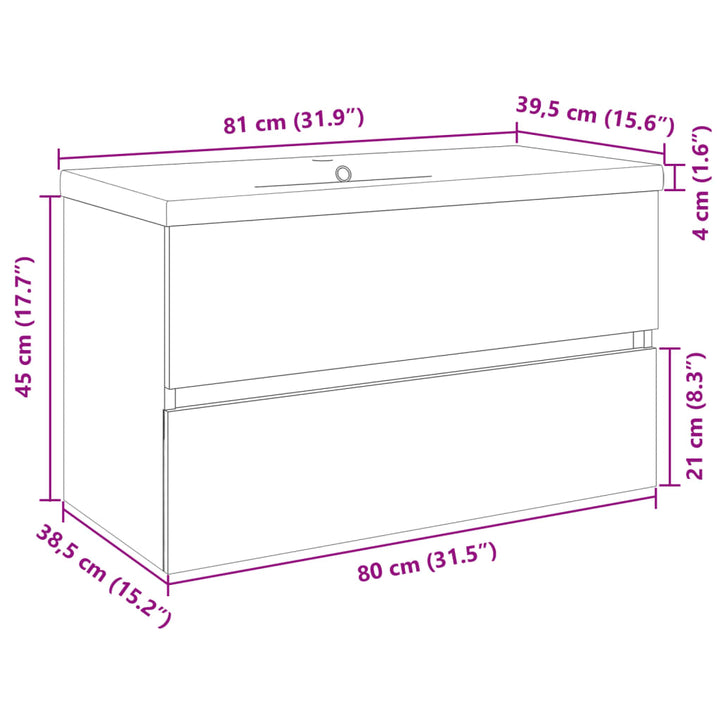 Set Mobilier De Baie, 2 Piese, Ceramică Și Lemn Prelucrat
