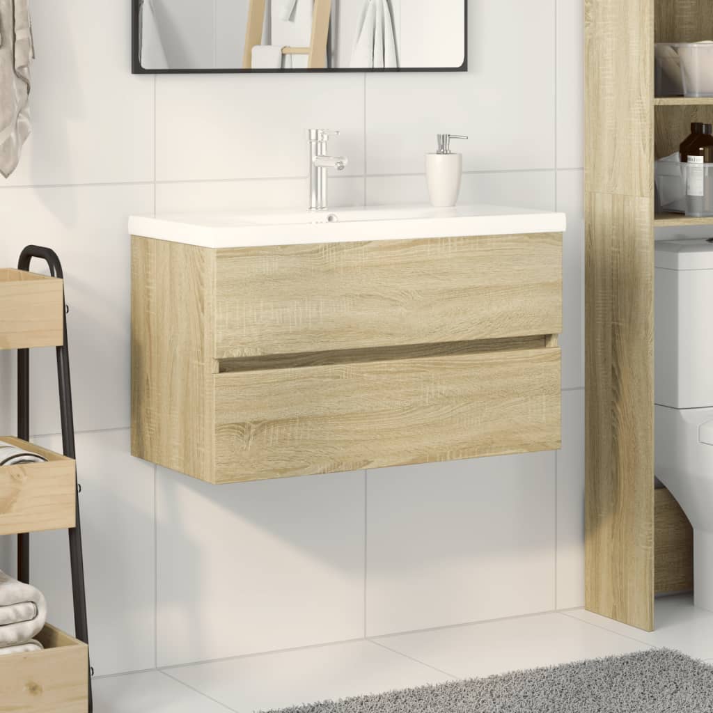 Set Mobilier De Baie, 2 Piese, Ceramică Și Lemn Prelucrat